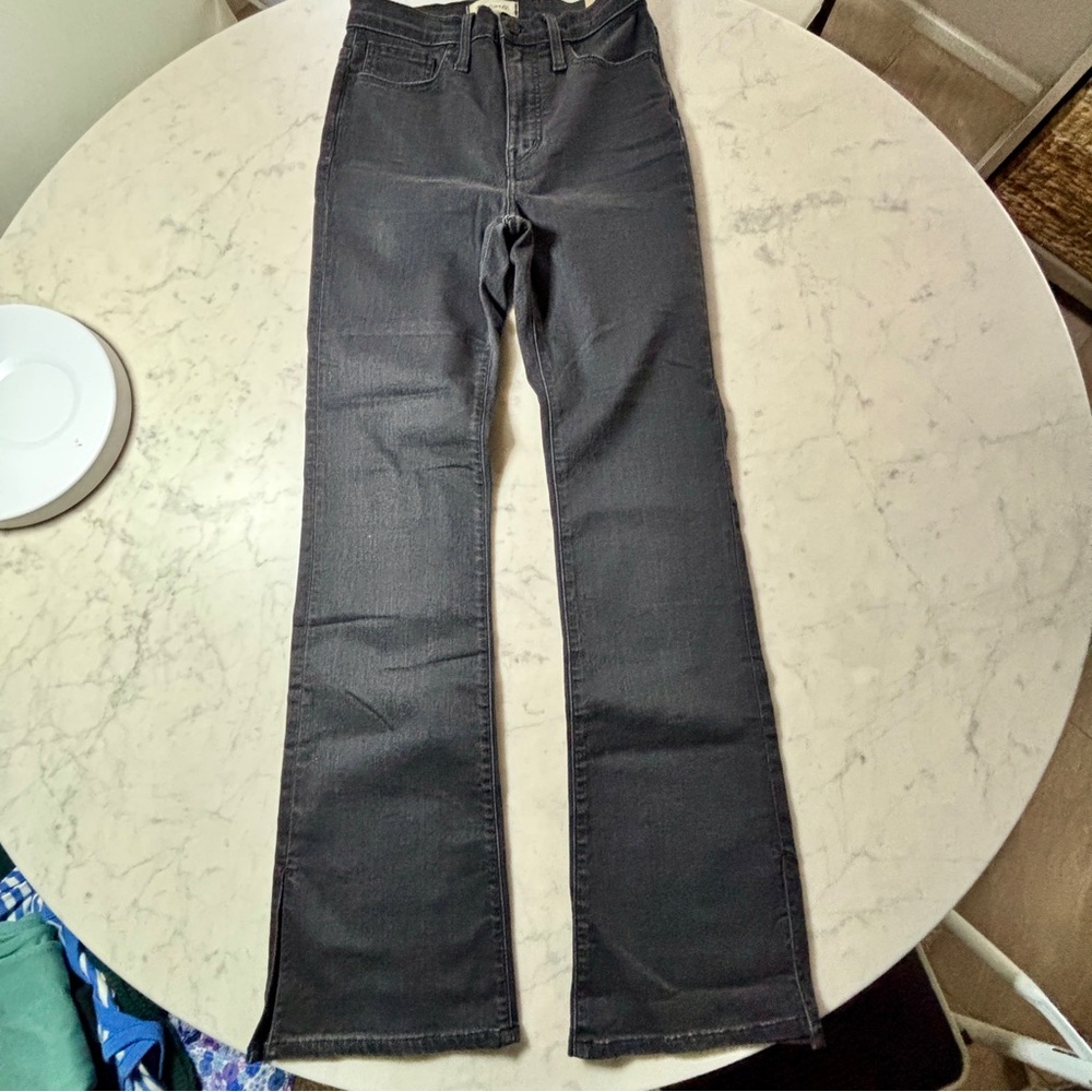 Madewell Black Grey Roadtripper Flare Split Hem Leg Jeans